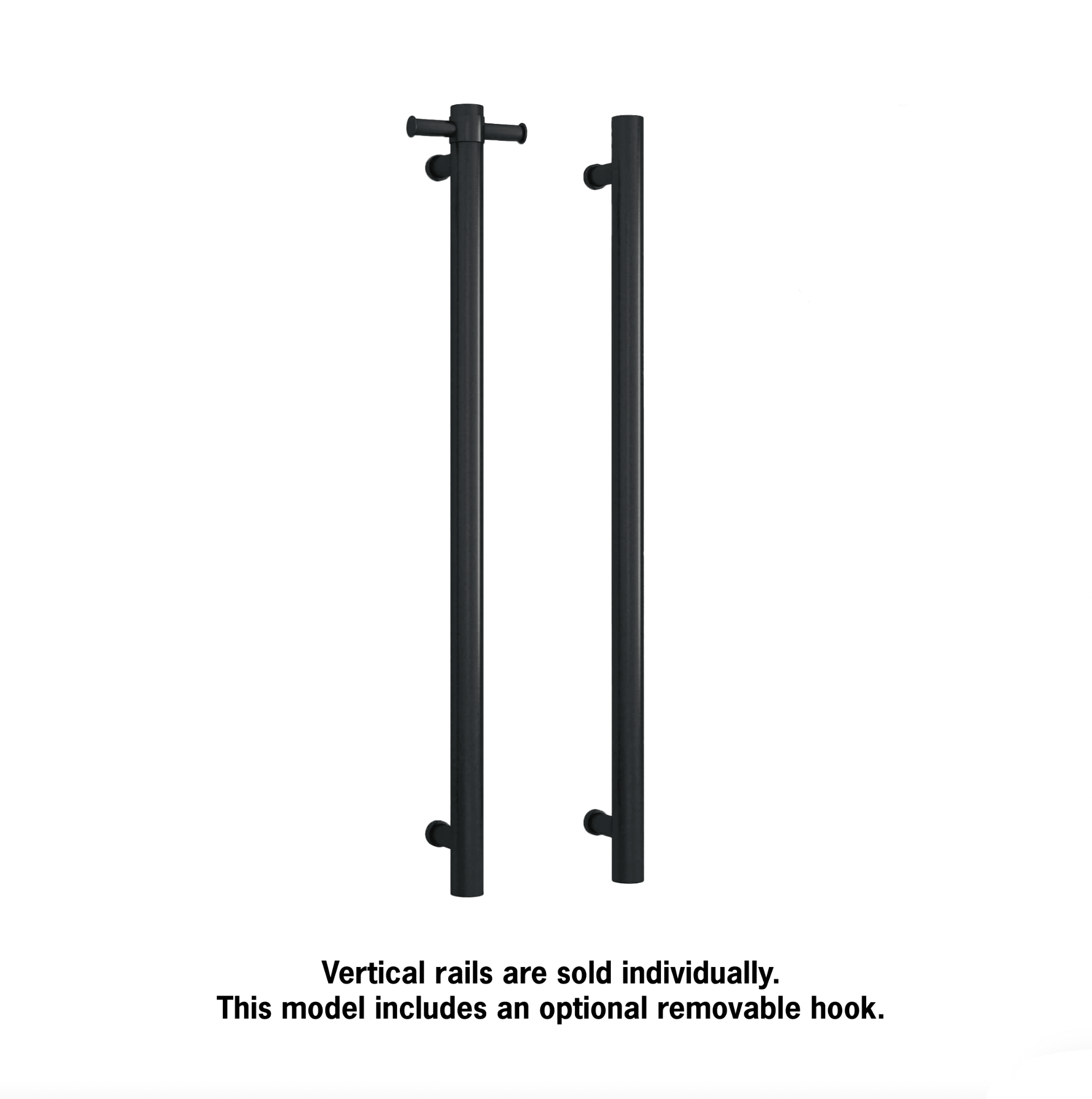 vertical matte black heated towel barbwith hook