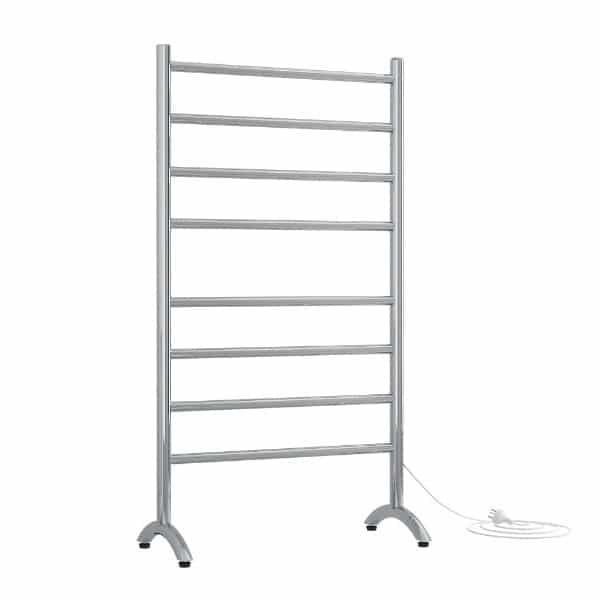 Thermogroup 8 Bar Straight Round Thermorail Free-Standing Heated Towel Rail Polished Stainless Steel 600x1080mm