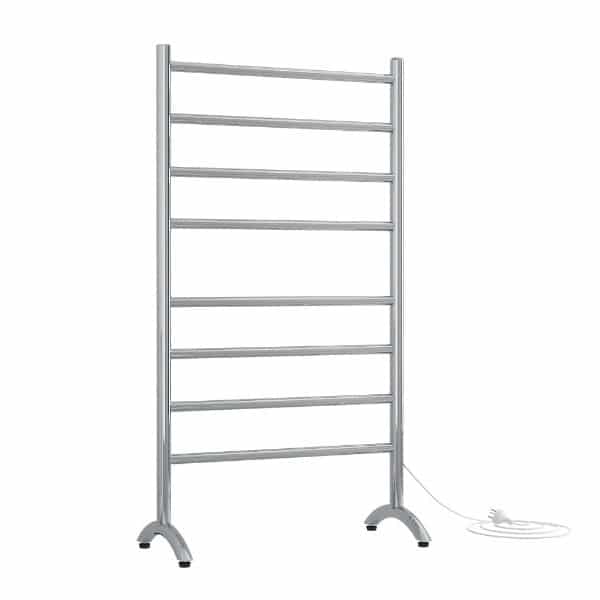 Thermogroup 8 Bar Straight Round Free-Standing Heated Towel Rail Polished Stainless Steel 600x1080mm
