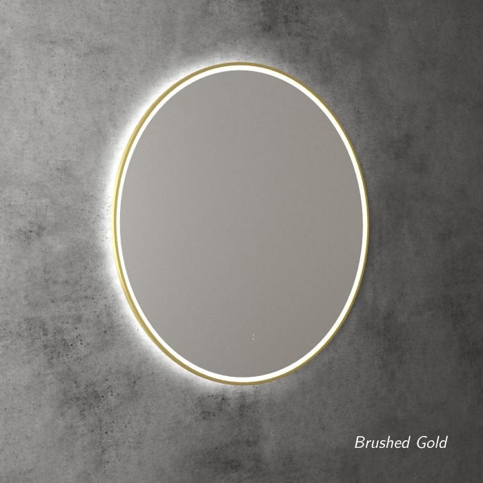 anti fog LED backlit framed round bathroom mirror