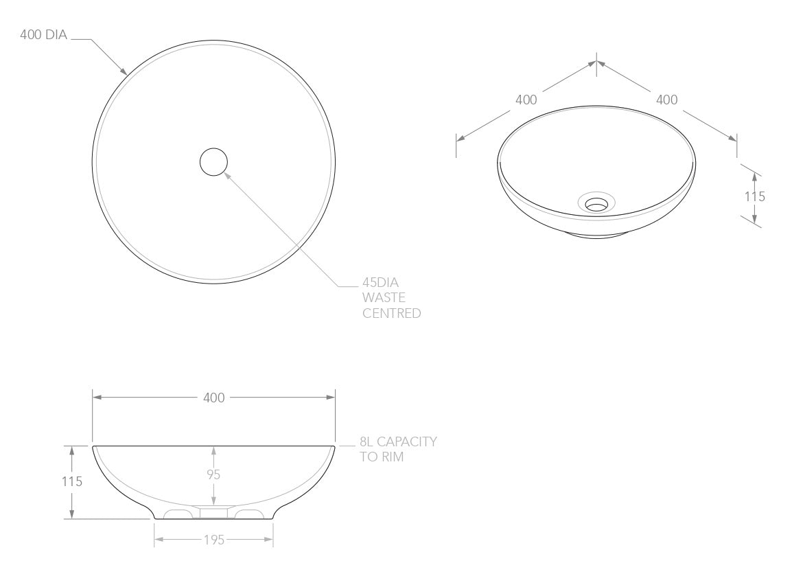 ADP Circuit 400x400 Above Counter Basin Gloss White