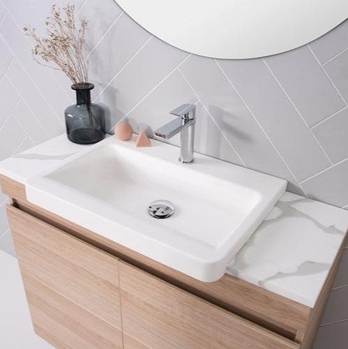 ADP Integrity Gloss or Matte White Solid surface Semi-Recessed Basin 550x400