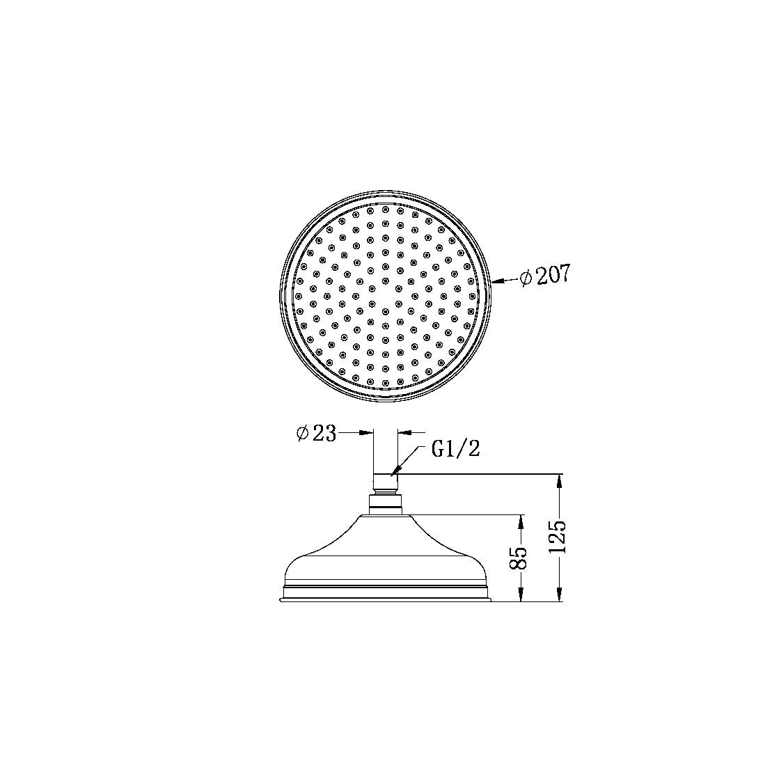 Nero York Shower Head 207mm Matte Black