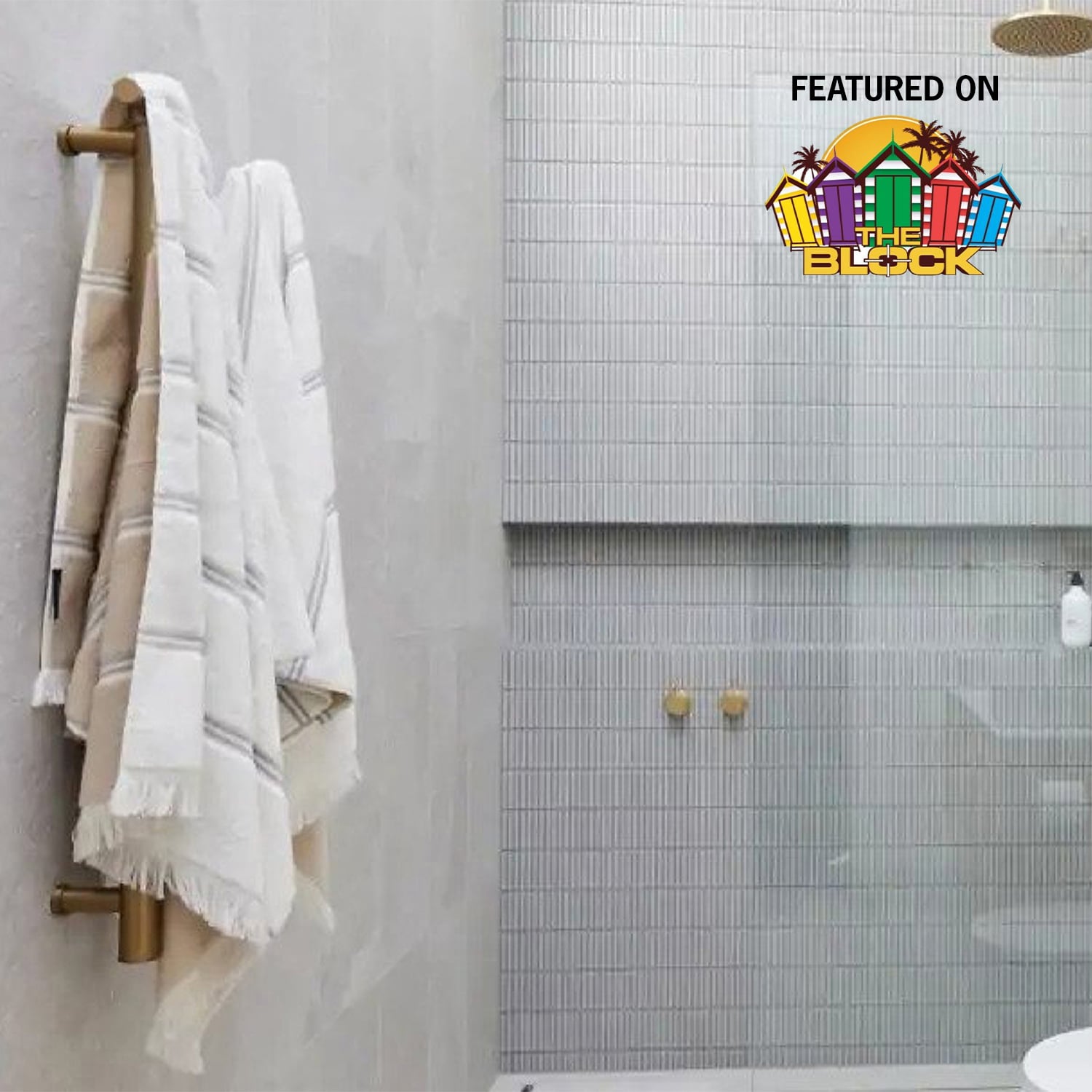 Thermogroup Straight Round Vertical Single Heated Towel Rail Brushed Gold