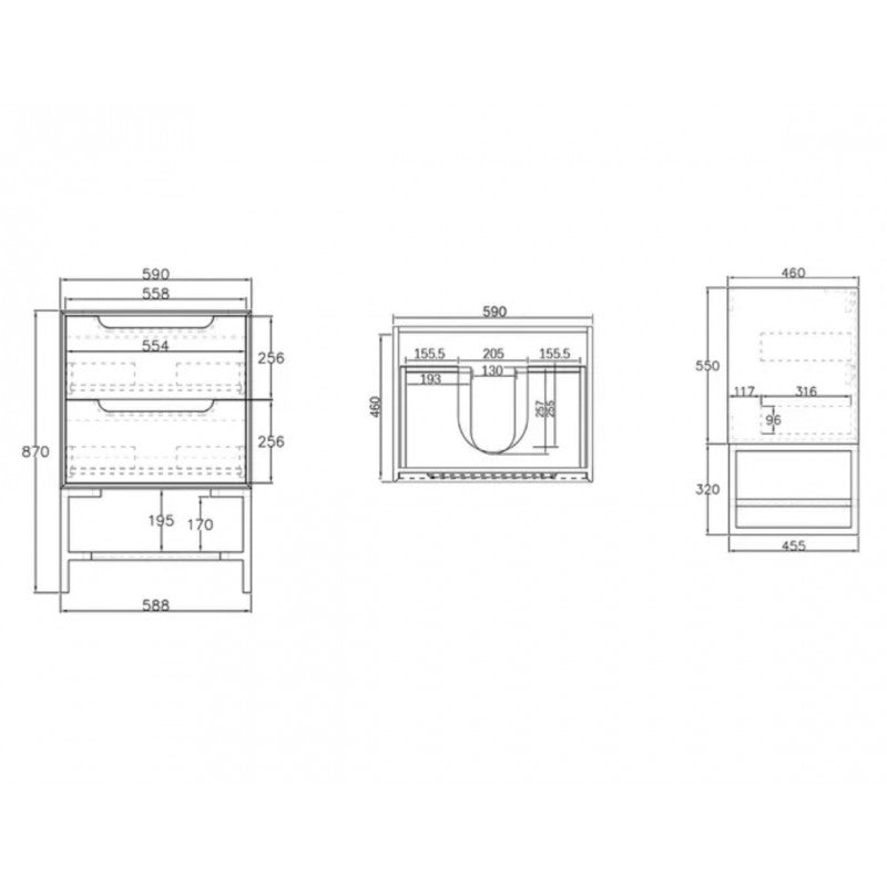 Otti Byron Natural Oak Wall Hung Vanity 600mm
