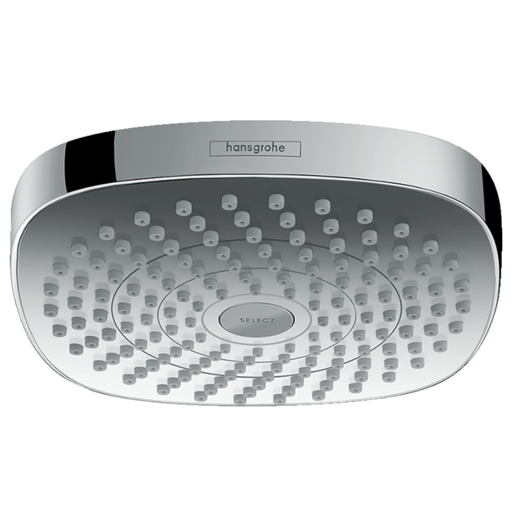 soft square shower head with variable spray option with press button control chrome