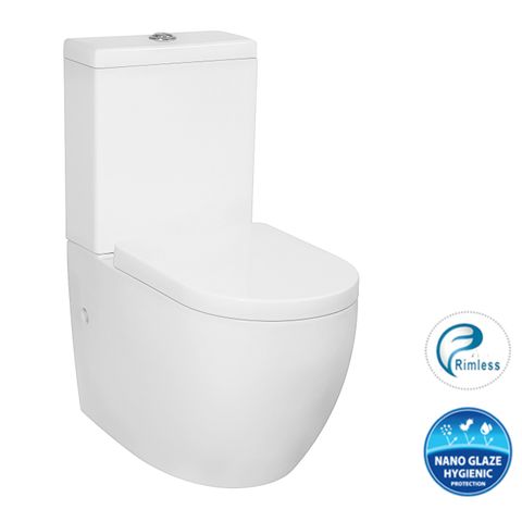 Deluso Rimless gloss white back to wall Toilet Suite