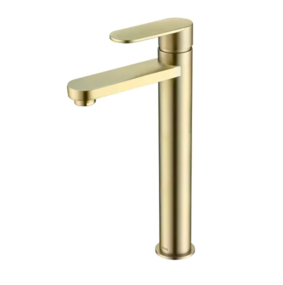brushed gold single lever bathroom basin mixer tap