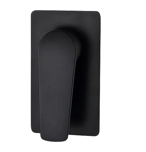 A matte black Inspire Zevio shower wall mixer, with a minimalist and sophisticated design.
