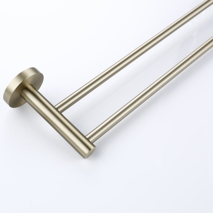 Linsol Lux S2 Double Towel Rail Brushed Brass 800mm