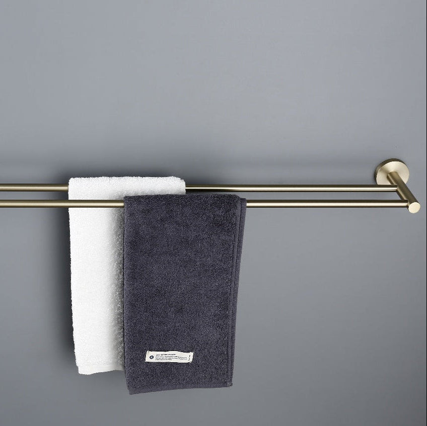 Linsol Lux S2 Double Towel Rail Brushed Brass 800mm