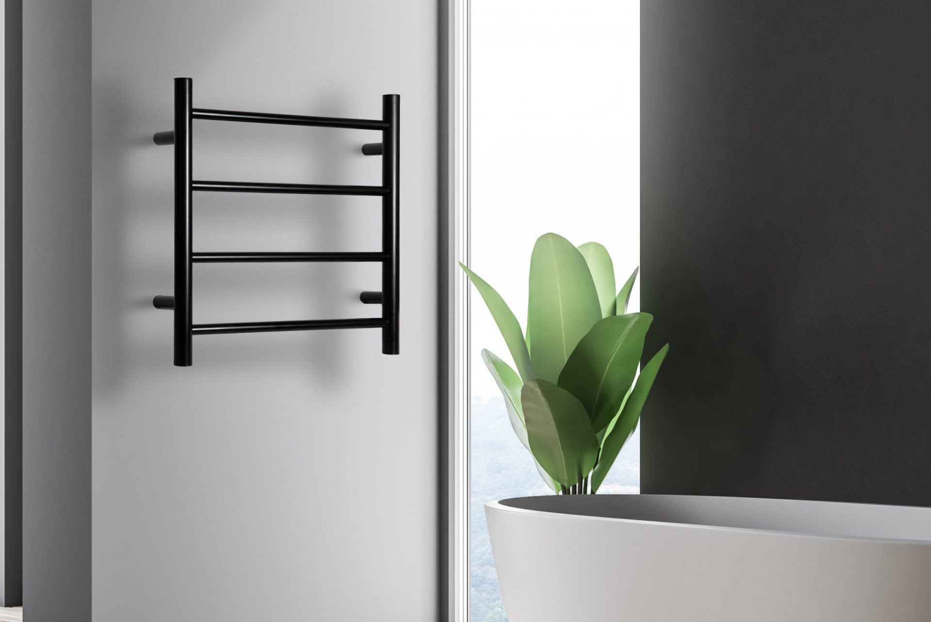 Linsol Allegra 4 Bar Wide Heated Towel Rail Matte Black