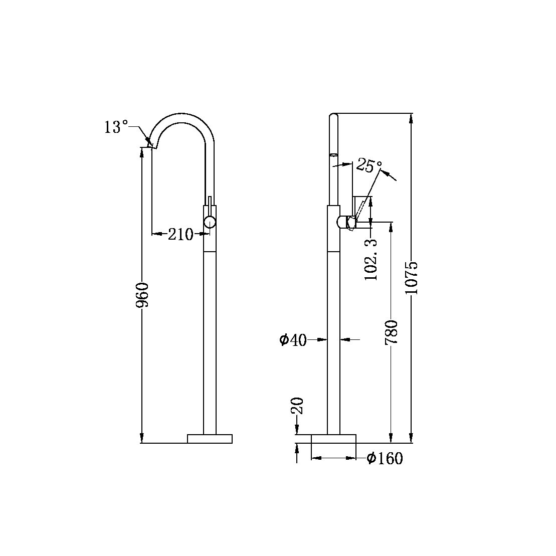 Nero Mecca Freestanding Bath Filler Brushed Nickel