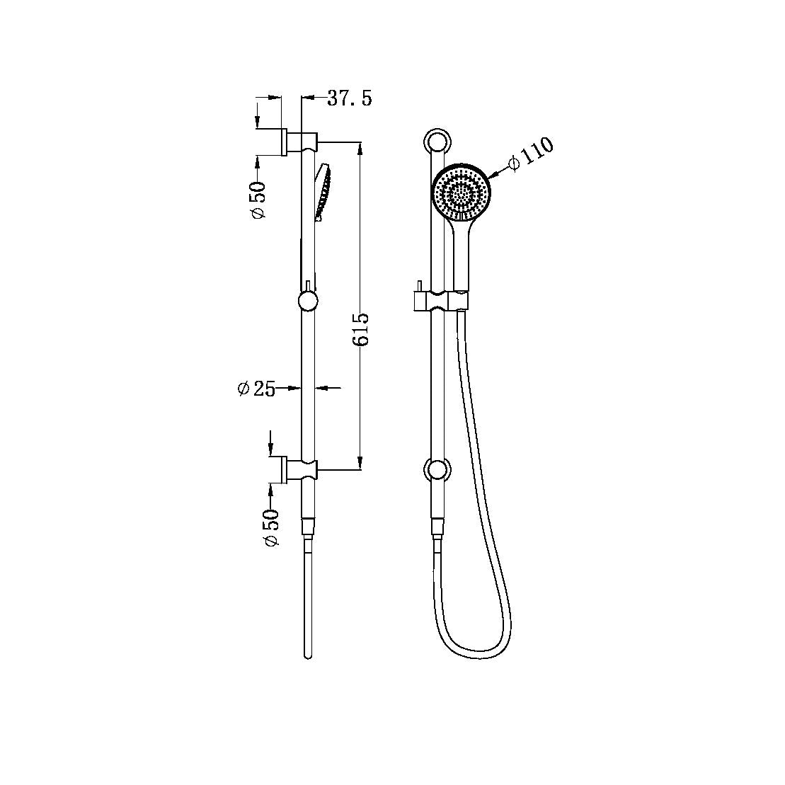 Nero Mecca Single Rail Shower With Air Shower II Matte Black