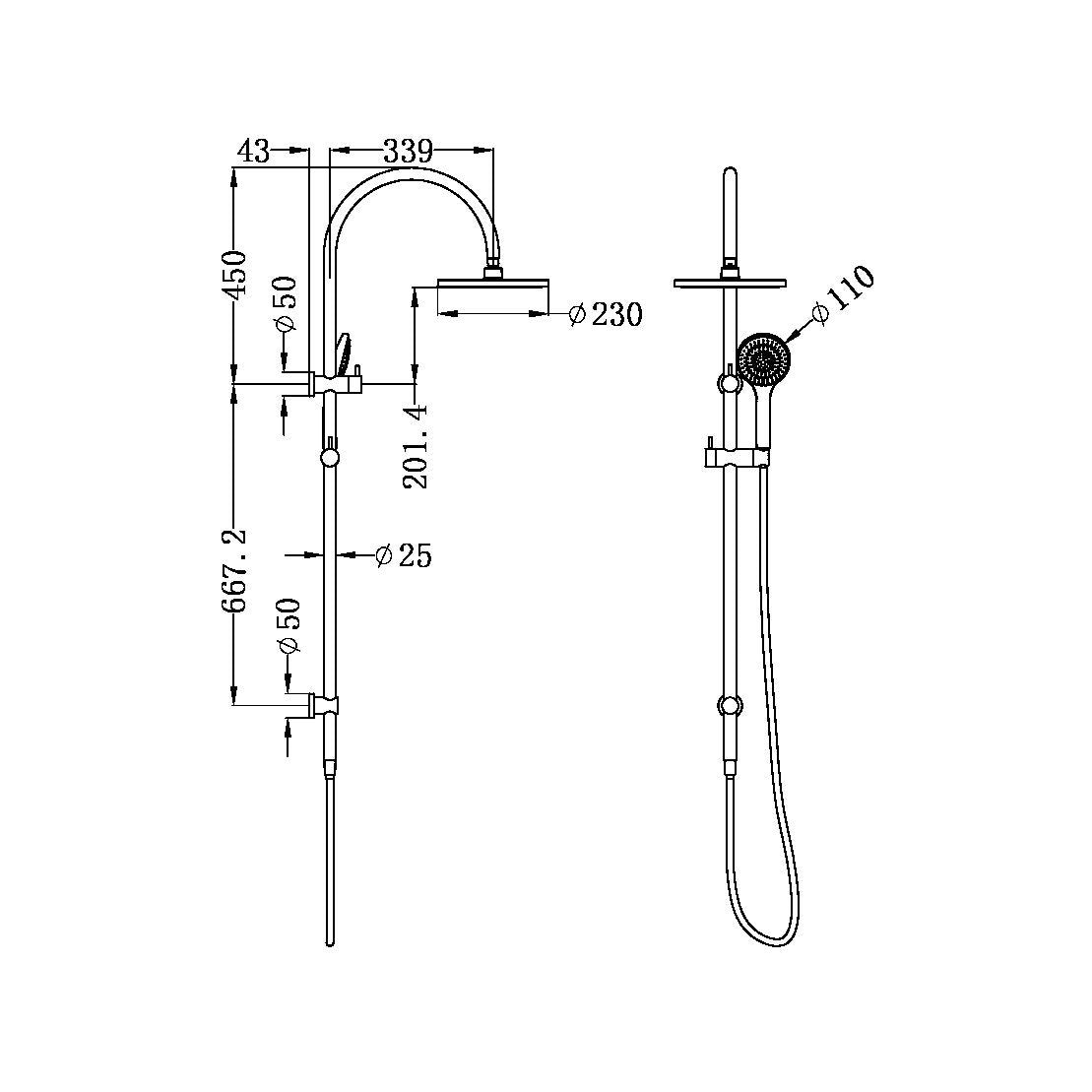 Nero Mecca Combination Shower With Air Brushed Gold
