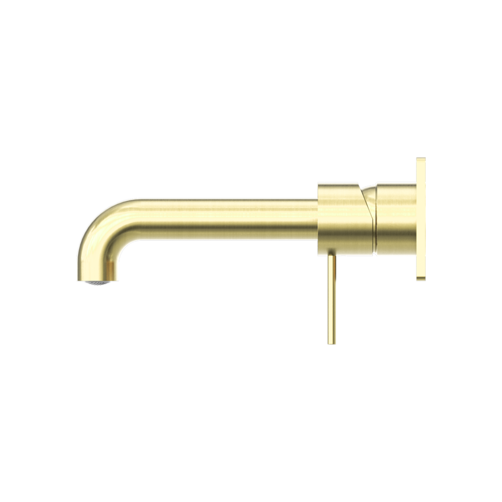 Nero Mecca Wall Basin/Bath Mixer Set With Back Plate Brushed Gold