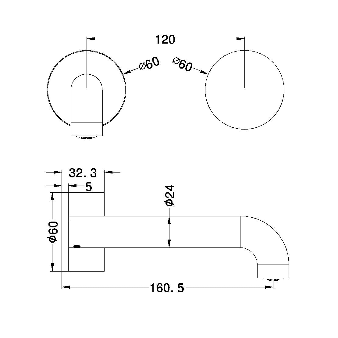 Nero Kara Progressive Wall Basin Mixer Set Matte Black