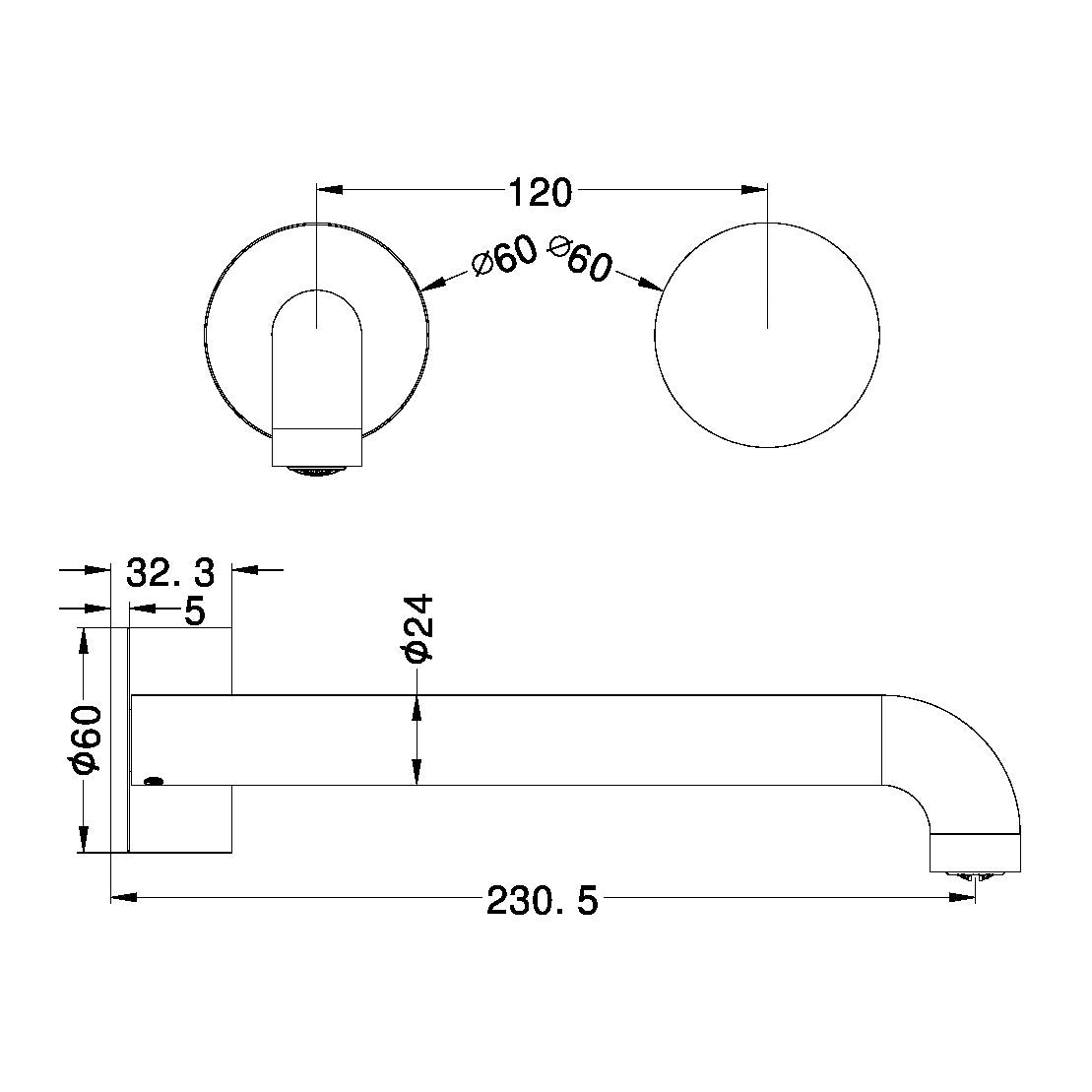 Nero Kara Progressive Wall Basin Mixer Set Matte Black