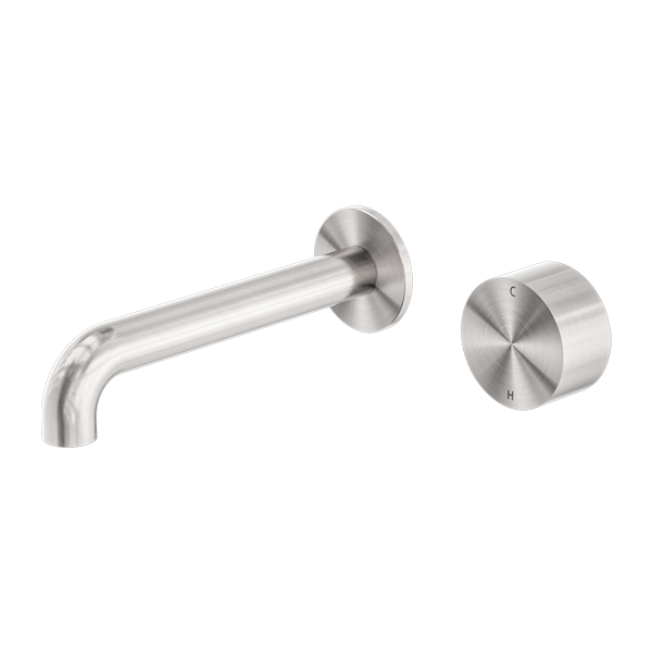 Nero Kara Progressive Wall Basin Mixer Set Brushed Nickel