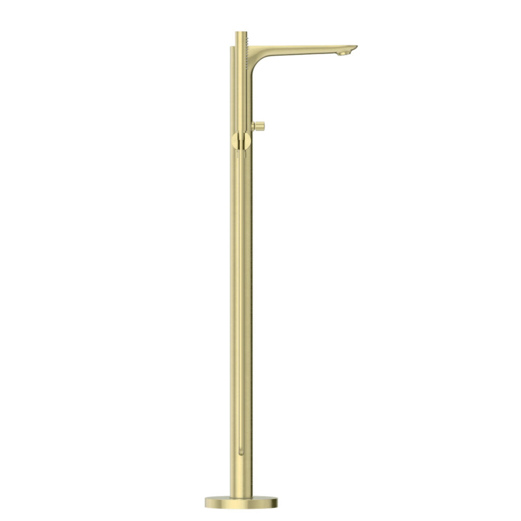 Nero Freestanding Bath Filler With Hand Shower Brushed Gold