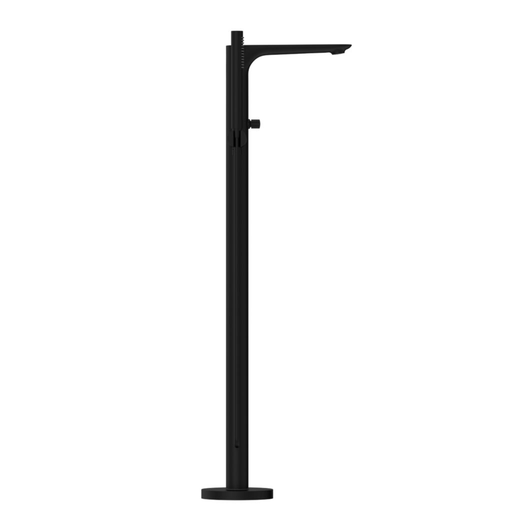 Nero Bianca Freestanding Bath Filler With Hand Shower Matte Black