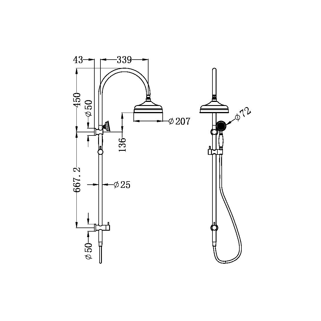 Nero York Combination Shower Brushed Nickel