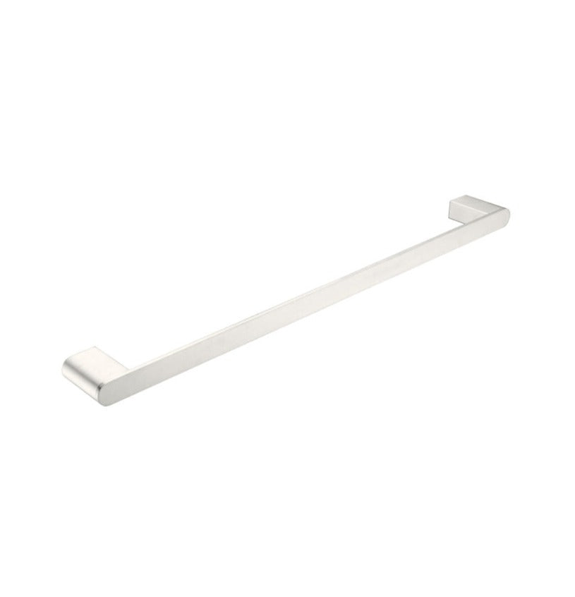 A single towel rail with a brushed nickel finish, 600mm in length, from Nero's Bianca collection.