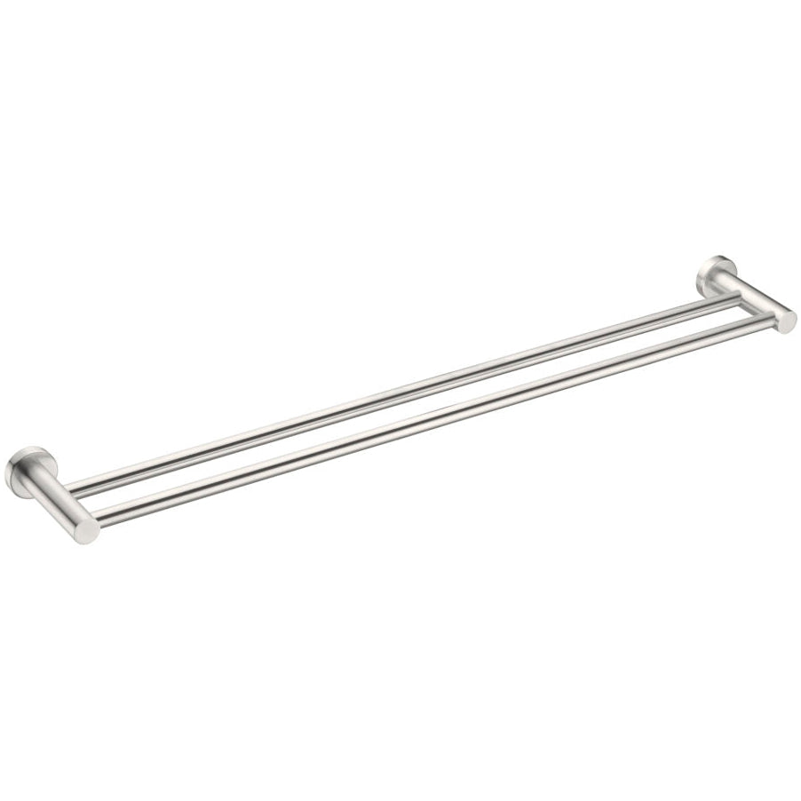 brushed nickel 800mm double bathroom towel rail