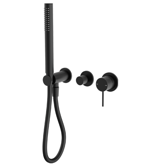 matte black hand held shower with diverter