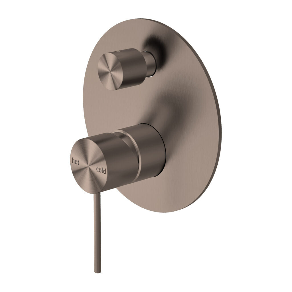 brushed bronze diverter mixer with pin handle