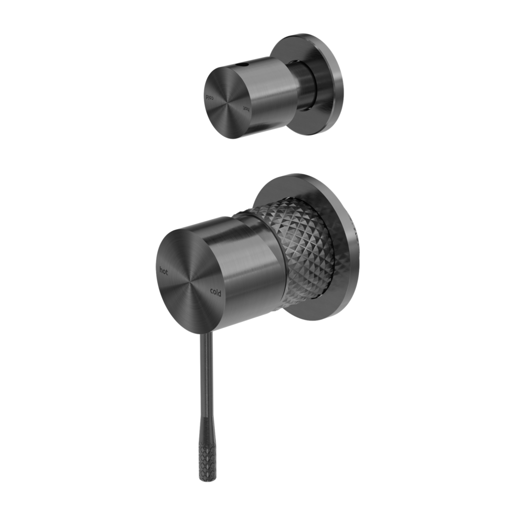graphite bathroom in wall shower mixer with detached water diverter