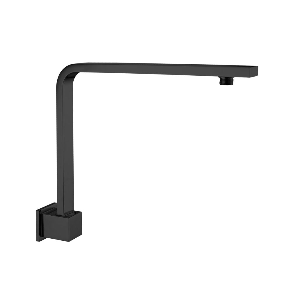 matte black flat upswept square wall mount shower arm