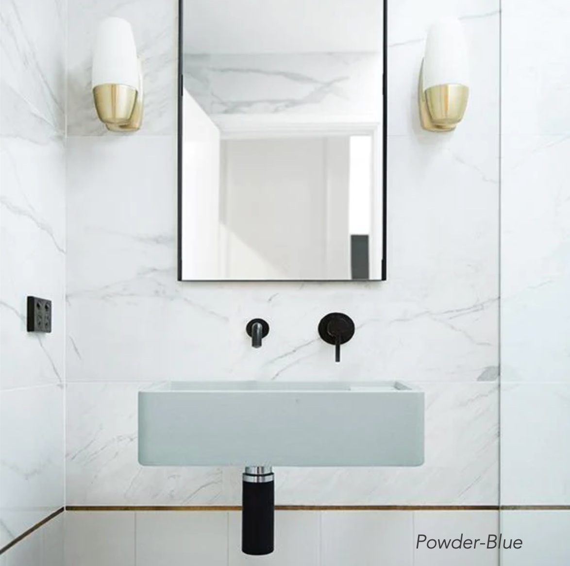 Powder room concrete wall hung bathroom basin