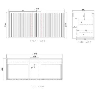 Otti Marlo Matte Black Wall Hung Vanity 1200mm