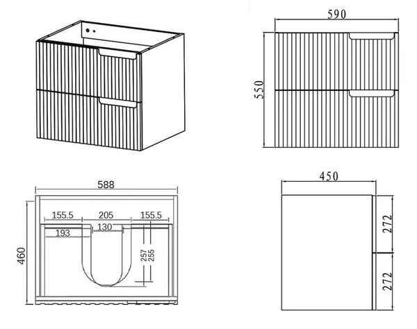 Otti Noosa Matte White Wall Hung Vanity 600mm