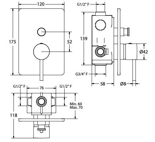Industria Shower Mixer with Diverter (7159964958871)