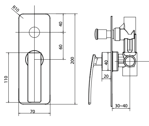 Perla Shower Mixer with Diverter Chrome (7159978819735)