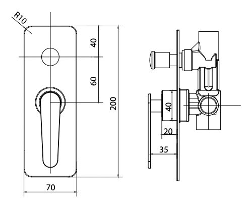 Atlanta Shower Mixer with Diverter Chrome (7160006934679)