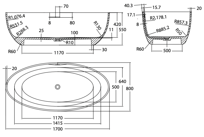 iStone Freestanding Bath 1700 (7174139510935)