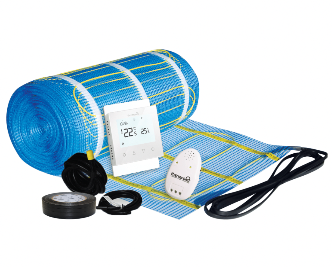 Thermonet 200W/m² In Screed Underfloor Heating Kit with White Thermostat 1m²-12m²