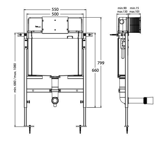 Paco Jaanson Wilco Floor Mount Lite Frame Mechanical Cistern
