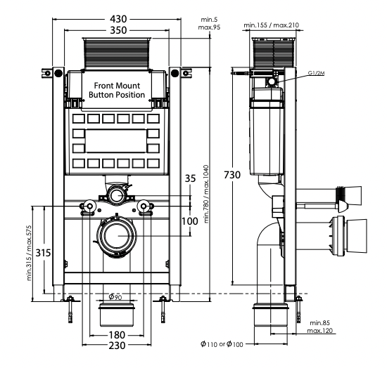 Paco Jaanson Wilco Undercounter Wall Hung Mechanical Cistern