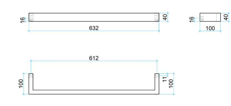Thermogroup 12V Single Square Heated Towel Rail 632mm Satin White