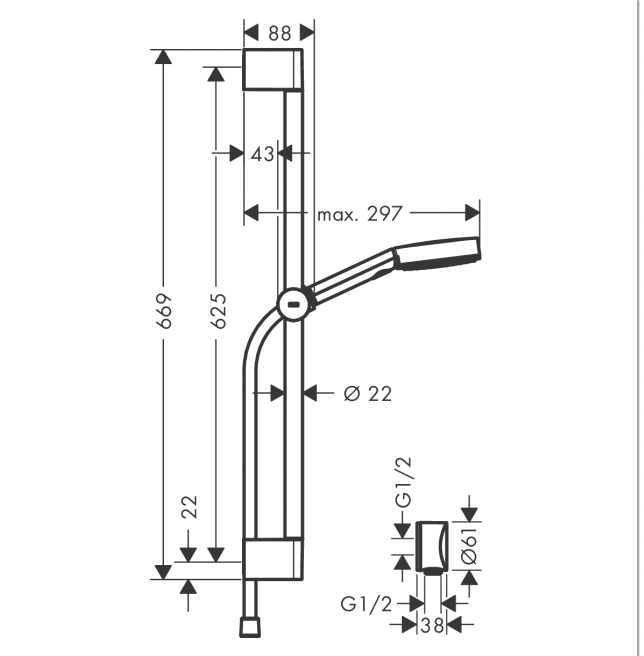 Hansgrohe Pulsify Select S 105 3 Jet Relaxation Single Rail Shower Brushed Black Chrome