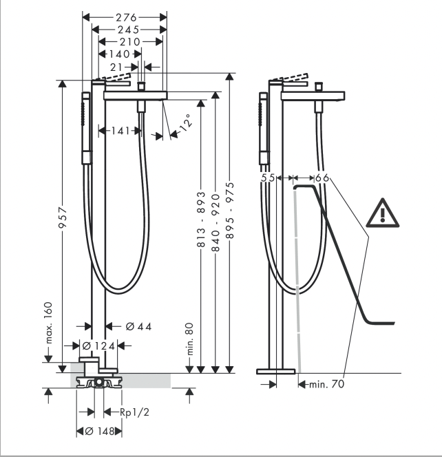 Hansgrohe Finoris Free Standing Bath Filler Chrome