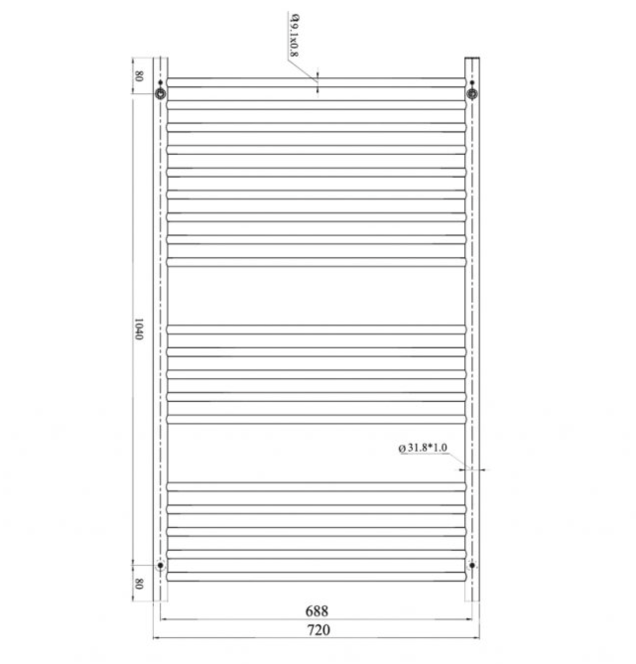 Linsol Allegra 19 Bar Wide Heated Towel Rail Gun Metal