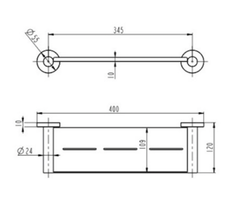 Linsol Lux Shower Shelf Brushed Nickel 400mm