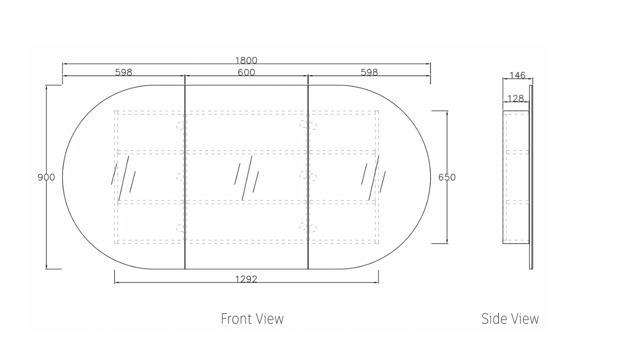 Otti Bondi Shaving Cabinet Black Oak 1800mm
