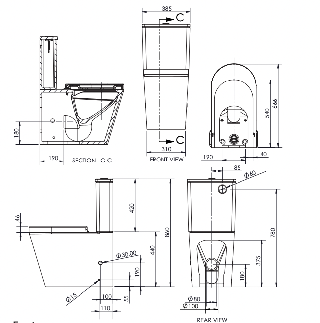 Paco Jaanson Lucerne Gloss White Rimless Back to Wall Toilet Suite