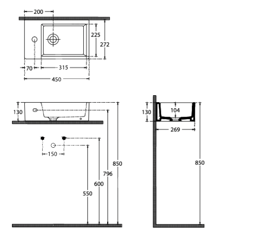 Paco Jaanson Purity 450mm Ensuite Basin Gloss White